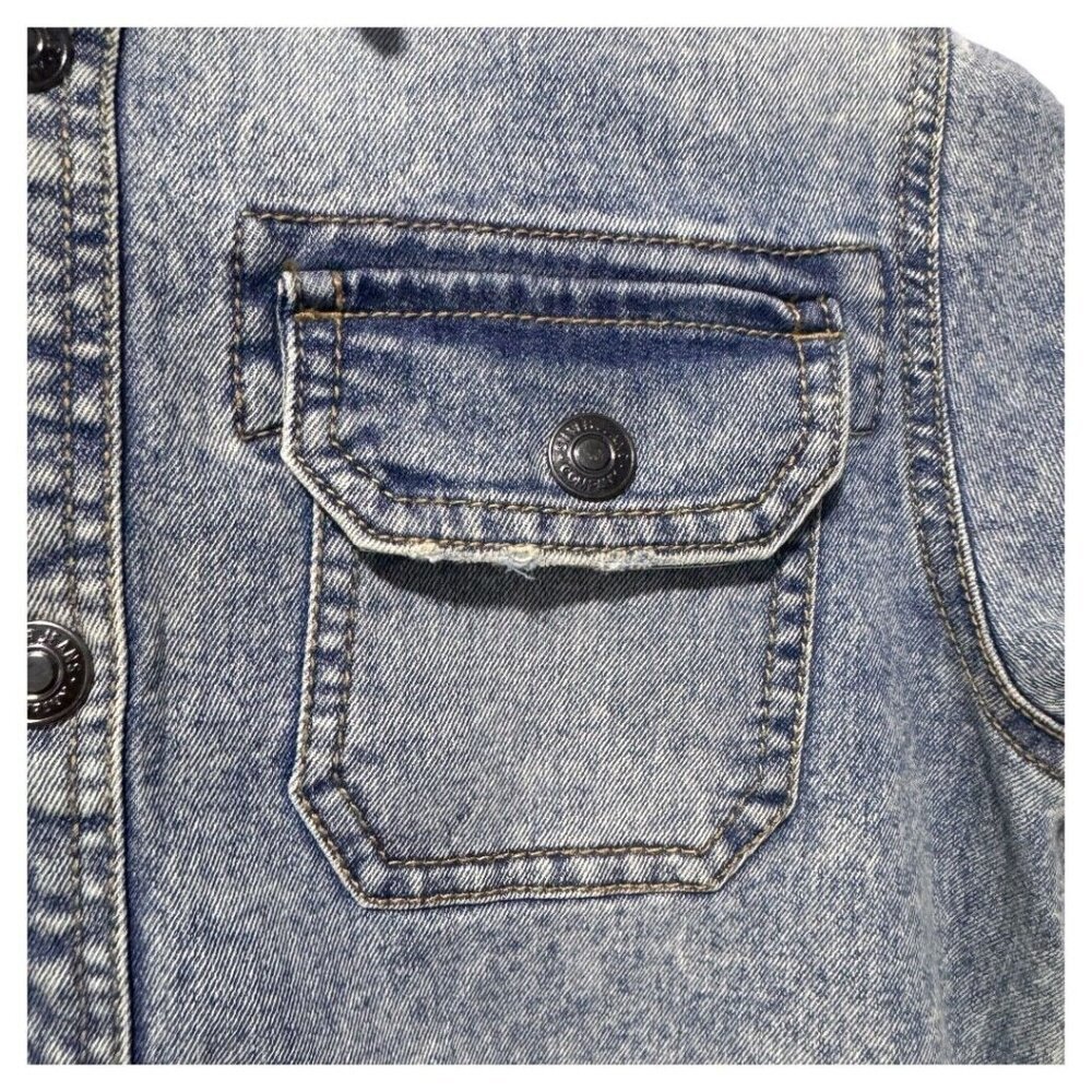 Silver jeans Men's Hooded Denim Jacket/shirt with removable cotton hood Size L - Picture 2 of 7